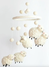 Load image into Gallery viewer, The Winding Road Wool Sheep Nursery Mobile – Counting Sheep Hanging Decor
