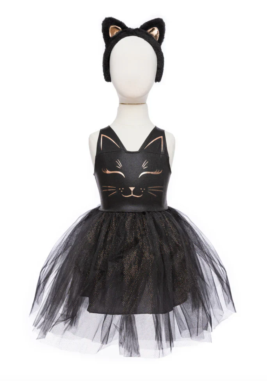 Great Pretenders Black Cat Dress & Headpieces  Size 5-6