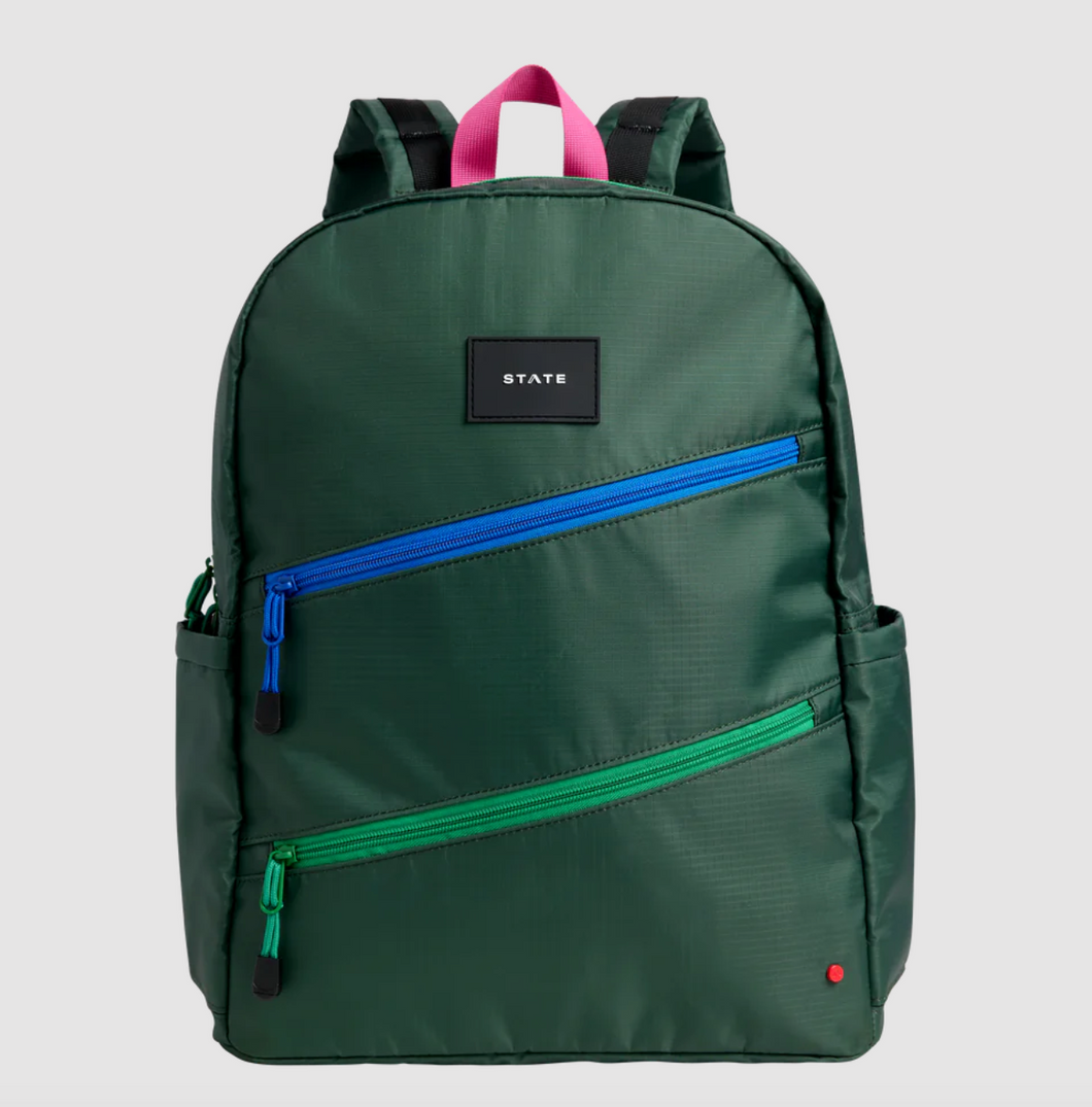 State Accessories | State Kane Kids Double Pocket Olive Backpack | Color: Blue/Green | Size: Osg