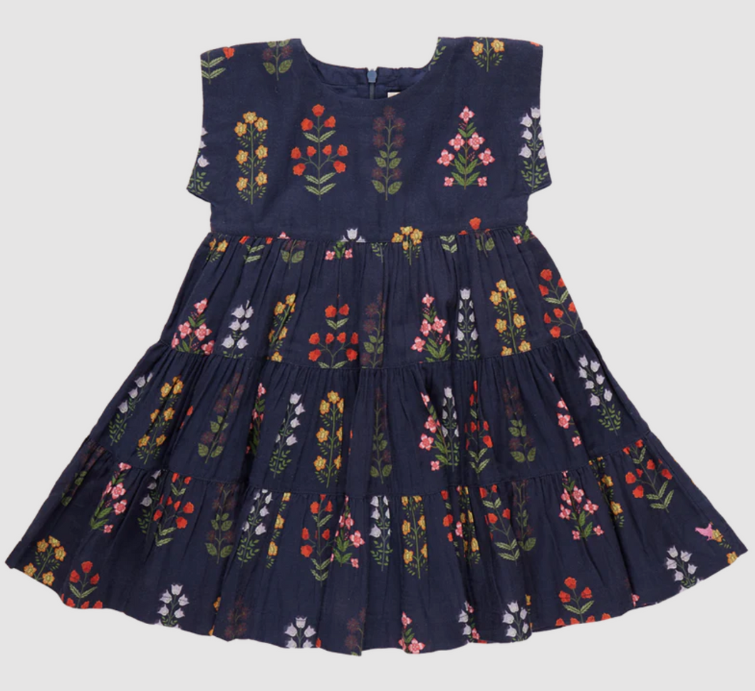Pink Chicken Girls Peachy Dress Navy Field Floral