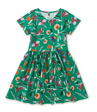Load image into Gallery viewer, Tea Collection Short Sleeve Wrap Neck Dress Kilim Tulip
