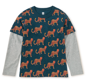 Tea Collection Printed Layered Sleeve Top Anatolian Leopards