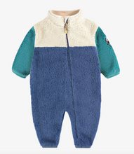 Load image into Gallery viewer, Souris Mini Blue Sherpa One Piece With Color Block And High Collar Size 2-3Y
