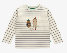 Load image into Gallery viewer, Souris Mini Cream Long Sleeved T-Shirt With Navy Stripes
