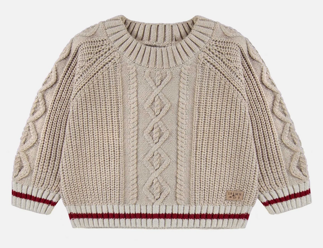 Souris Mini Beige Knitted Sweater Relax Fit With Wool Socks Effect Size 9-12m