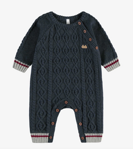 Souris Mini Blue Gray One Piece With Long Sleeves In Knit