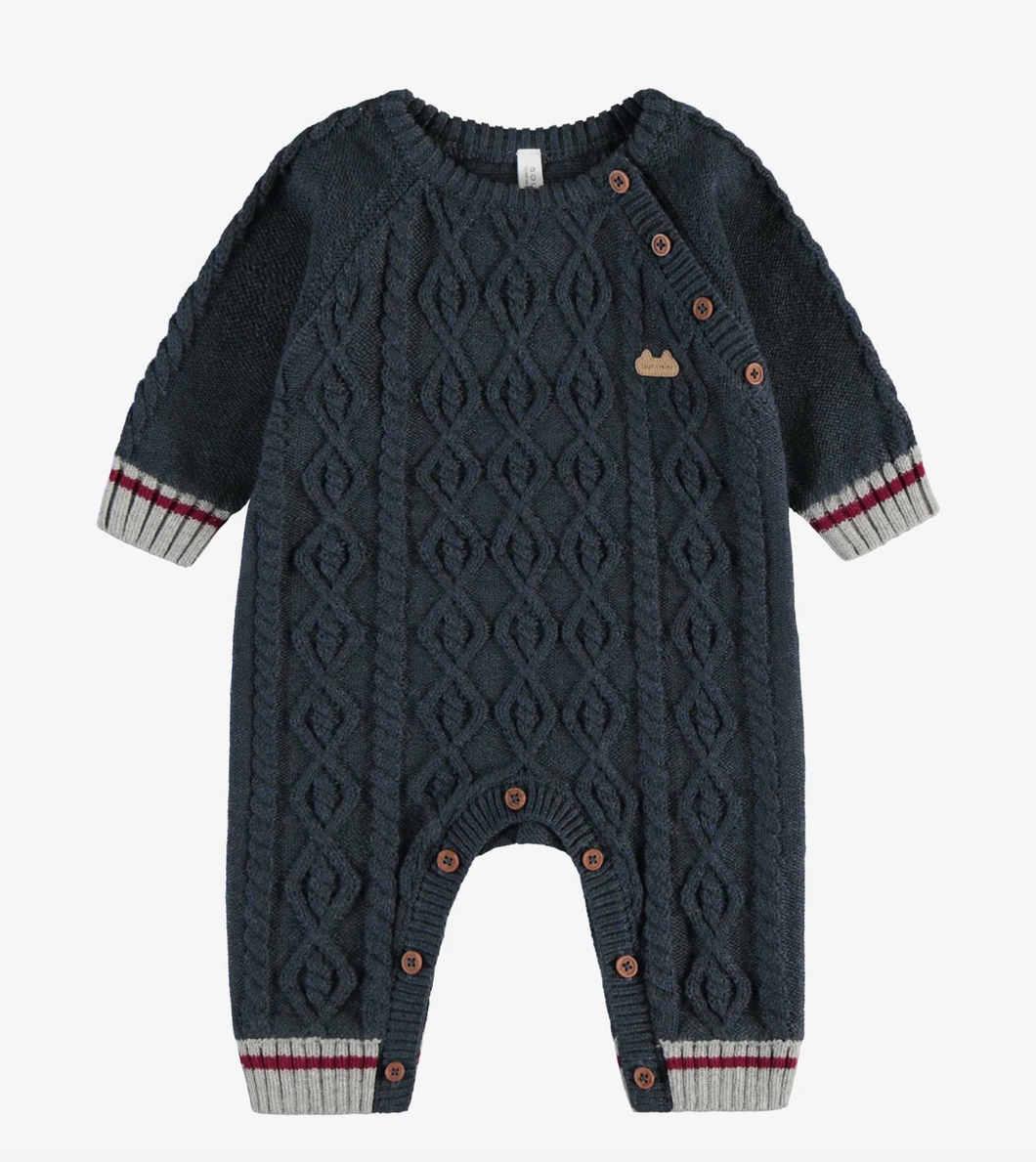 Souris Mini Blue Gray One Piece With Long Sleeves In Knit