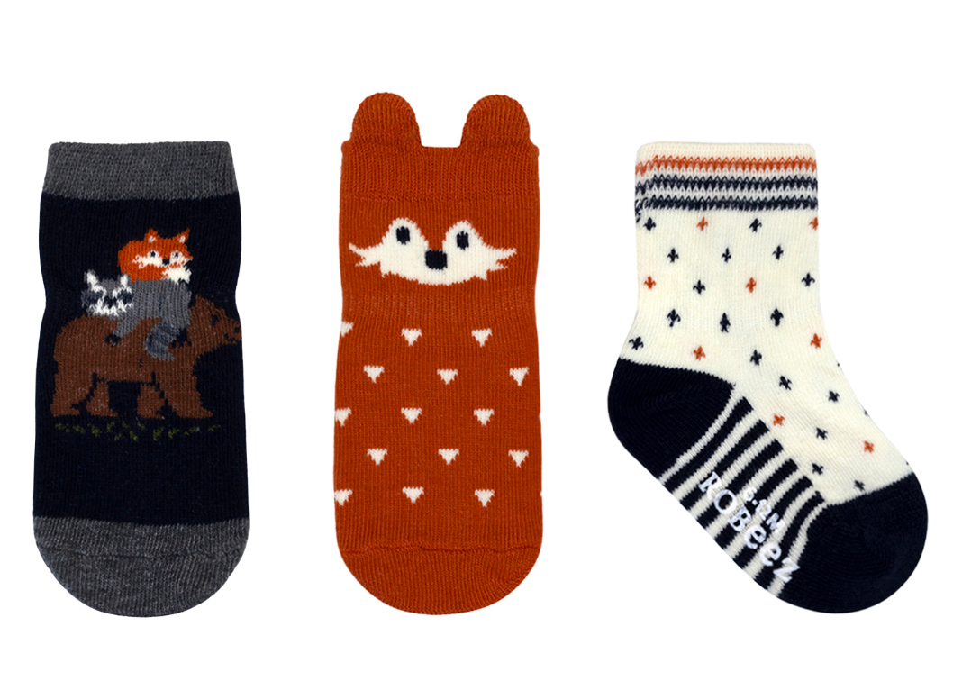 Robeez Camel Fox & Friends 3-Pack Socks