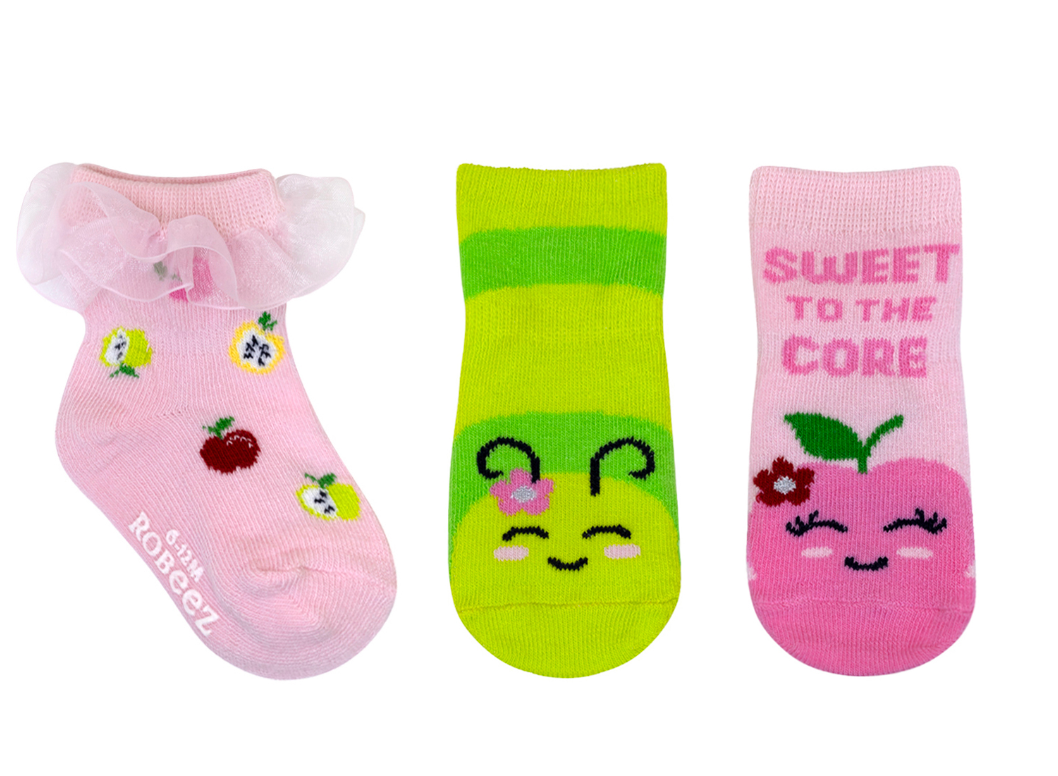 Robeez Pink Sweet To The Core 3 Pack Socks