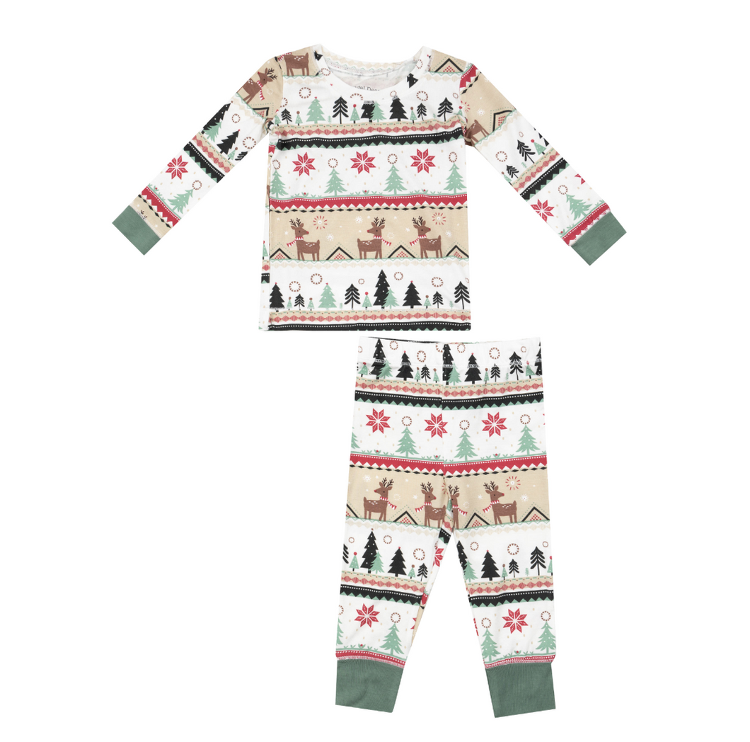 Angel Dear Long Sleeve Loungewear Set Reindeer Fair Isle Size 3T