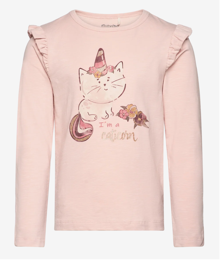 Minymo Long Sleeve T-Shirt Cat Sepia Rose