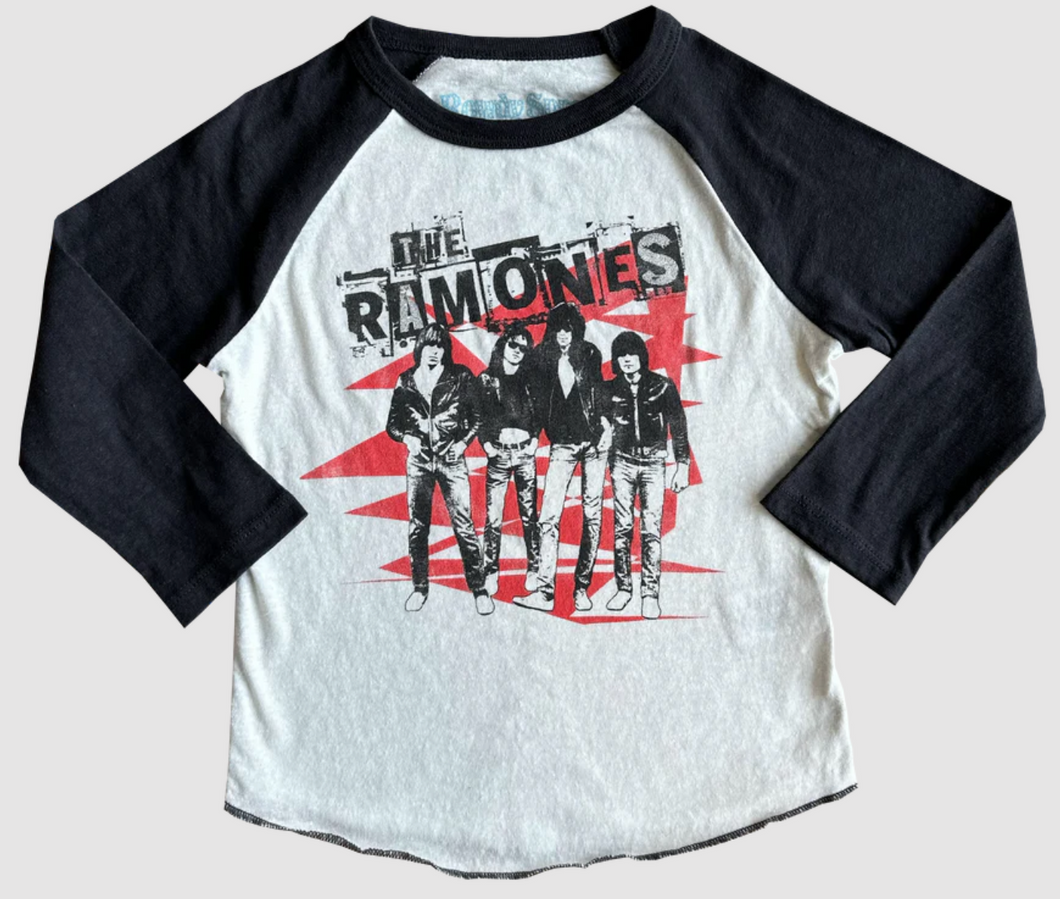 Rowdy Sprout Ramones Long Sleeve Raglan Tee Black/White Size 4 Toddler