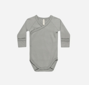 Quincy Mae Side Snap Bodysuit Dusty Blue
