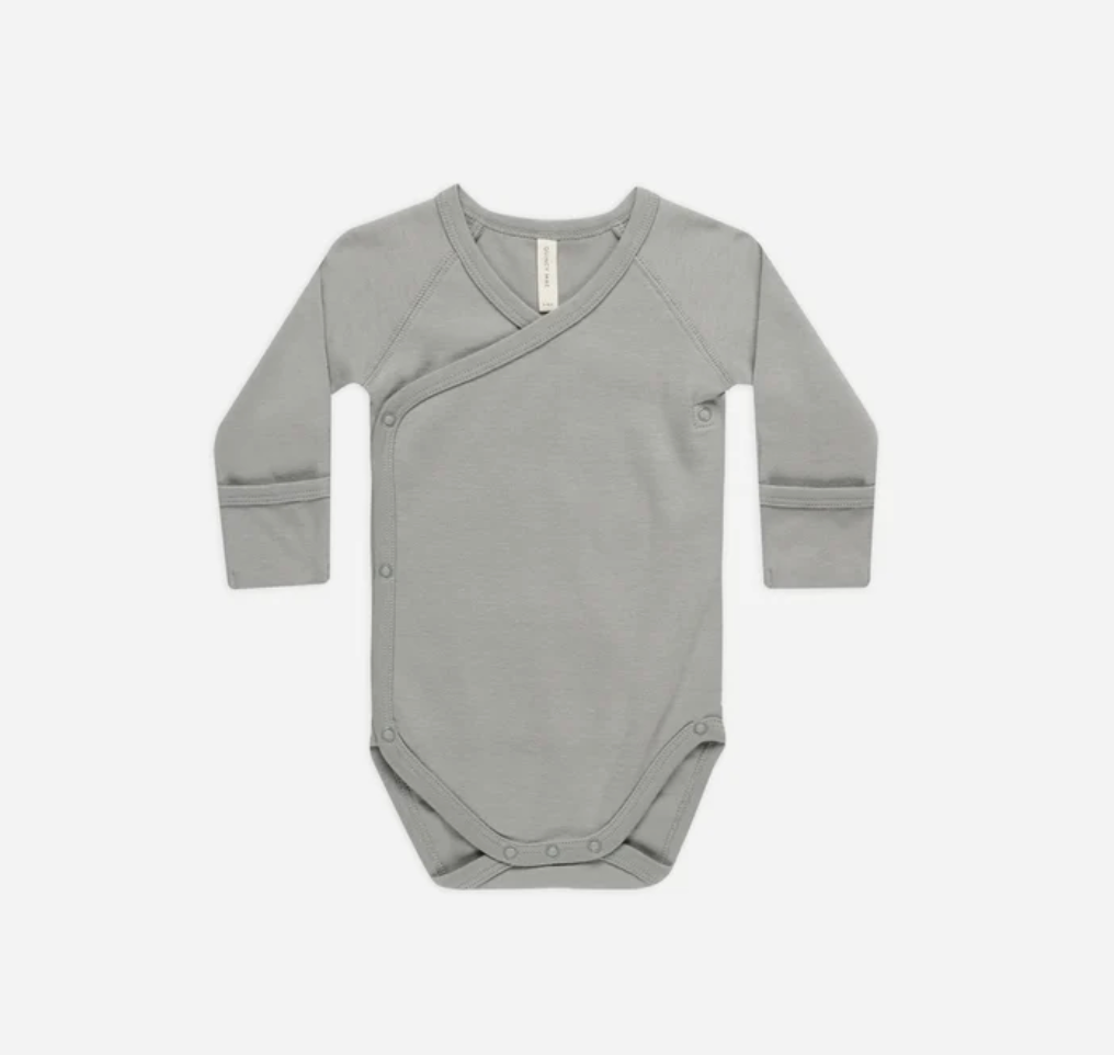 Quincy Mae Side Snap Bodysuit Dusty Blue
