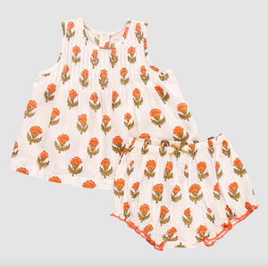 Pink Chicken Baby Girls Jaipur 2 Piece Set Small Orange Bud Size 12-18m