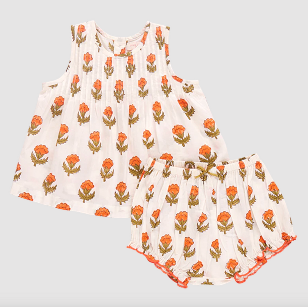 Pink Chicken Baby Girls Jaipur 2 Piece Set Small Orange Bud Size 12-18m