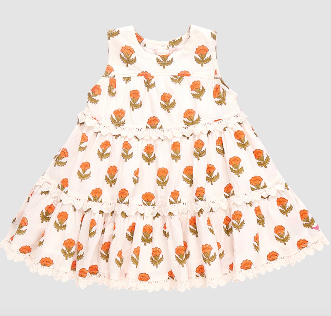 Pink Chicken Girls Daphne Dress Small Orange Bud