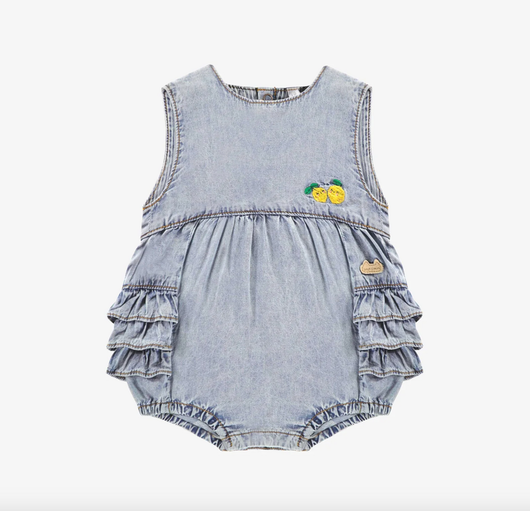 Souris Mini Pale Blue One Piece in Light Denim with Ruffles