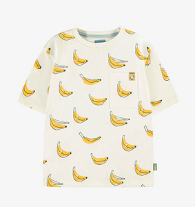 Souris Mini Cream T-Shirt in Jersey with Banana All Overprint