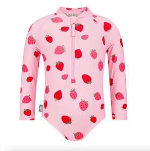 Jan & Jul Girls One Piece UV Swimsuit Pink Strawberry