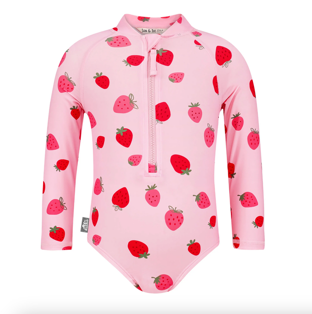Jan & Jul Girls One Piece UV Swimsuit Pink Strawberry