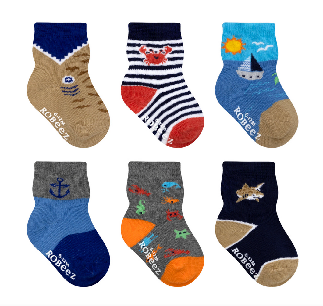 Robeez Let's Sail Away 6-Pack Baby Socks Blue