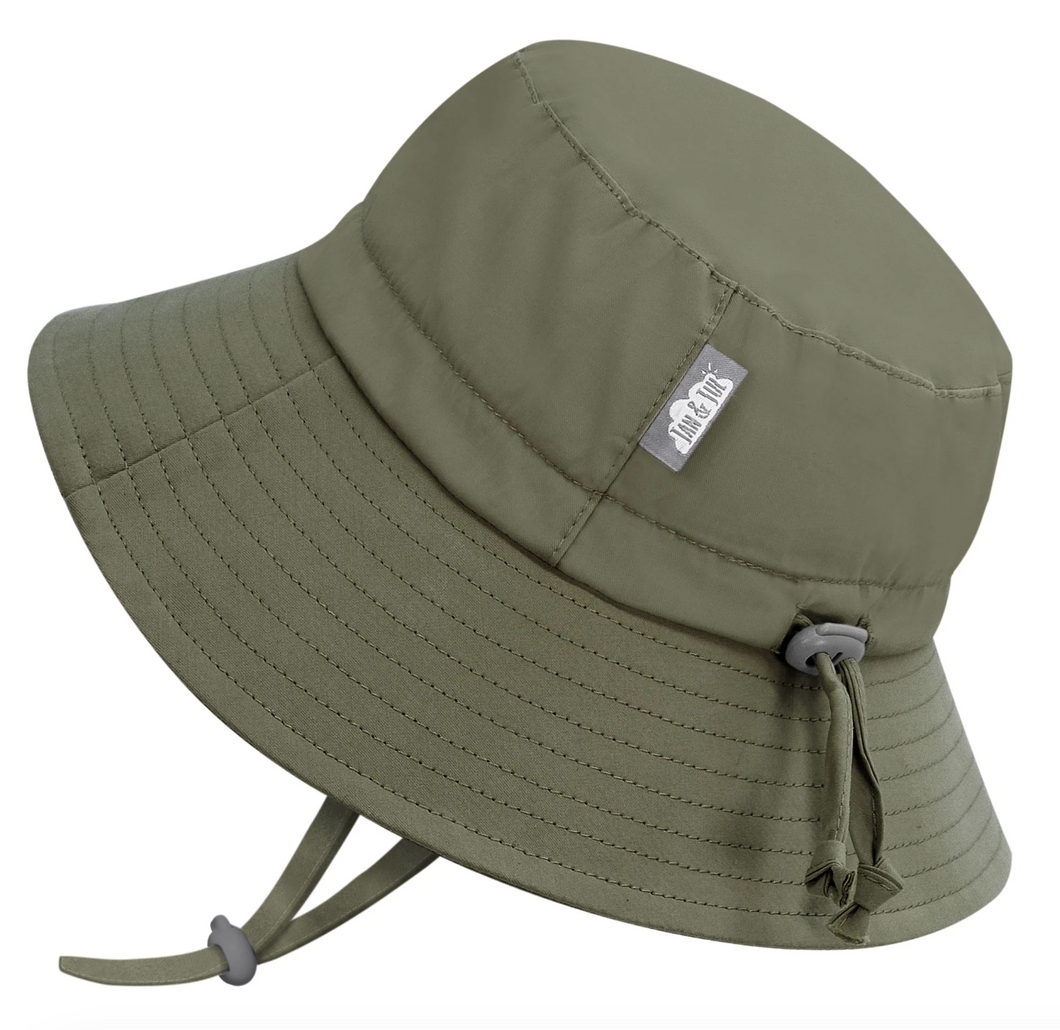 Jan & Jul Cotten Bucket Hat Green Army Size XL (5-12y)