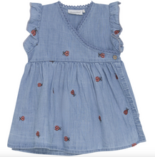 Load image into Gallery viewer, Minymo Ladybug Short Sleeve Denim Dress
