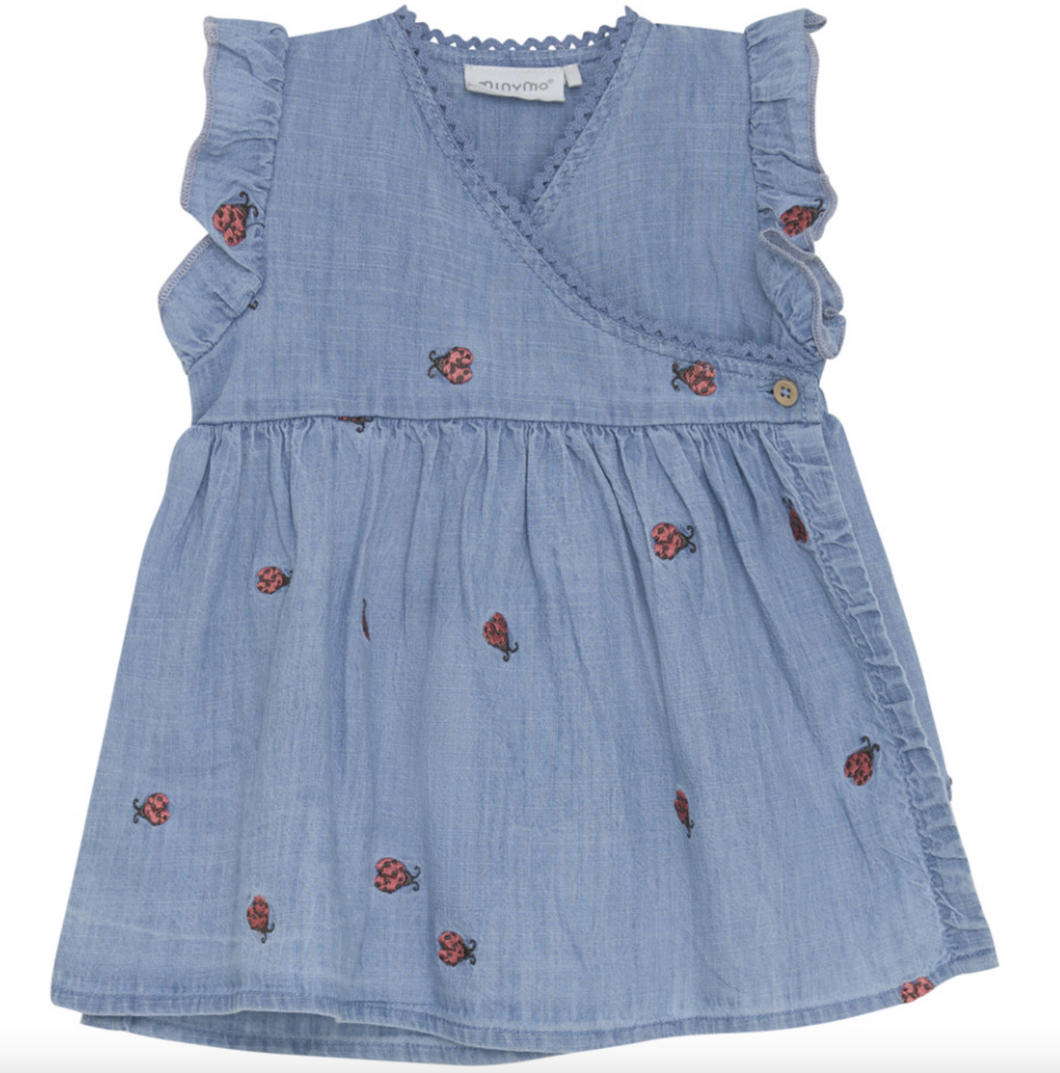 Minymo Ladybug Short Sleeve Denim Dress