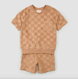 Miles The Label Camel Checkerboard Boy's Terry Set Size 12m