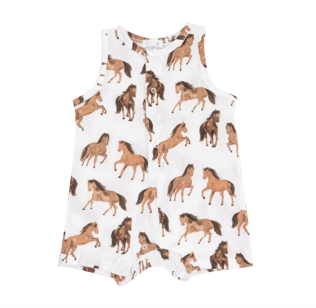 Angel Dear Sleeveless Shortie Romper Horses