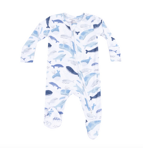 Angel Dear 2 Way Zipper Footie Blue Whales