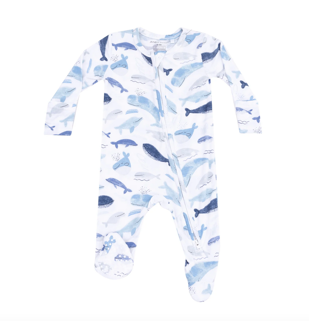 Angel Dear 2 Way Zipper Footie Blue Whales
