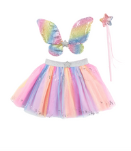 Load image into Gallery viewer, Great Pretenders Rainbow Sequins Skirt, Wings, Wand Size 4-6y
