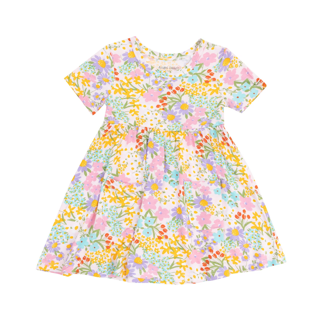 Angel Dear Amelia Floral Short Sleeve Twirly Dress Size 2T