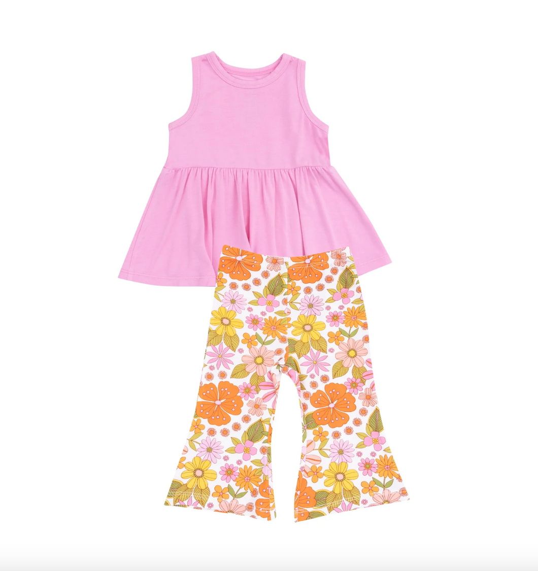 Angel Dear Boho Beachy Floral Tank Peplum Top + Baby Bells
