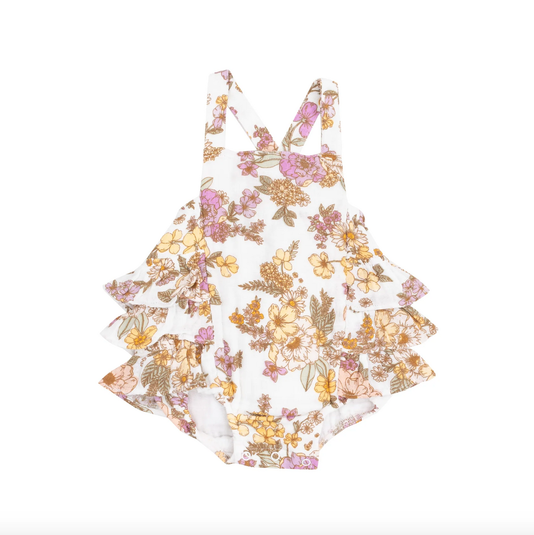 Angel Dear Anna May Floral Ruffle Sunsuit Size 3-6m