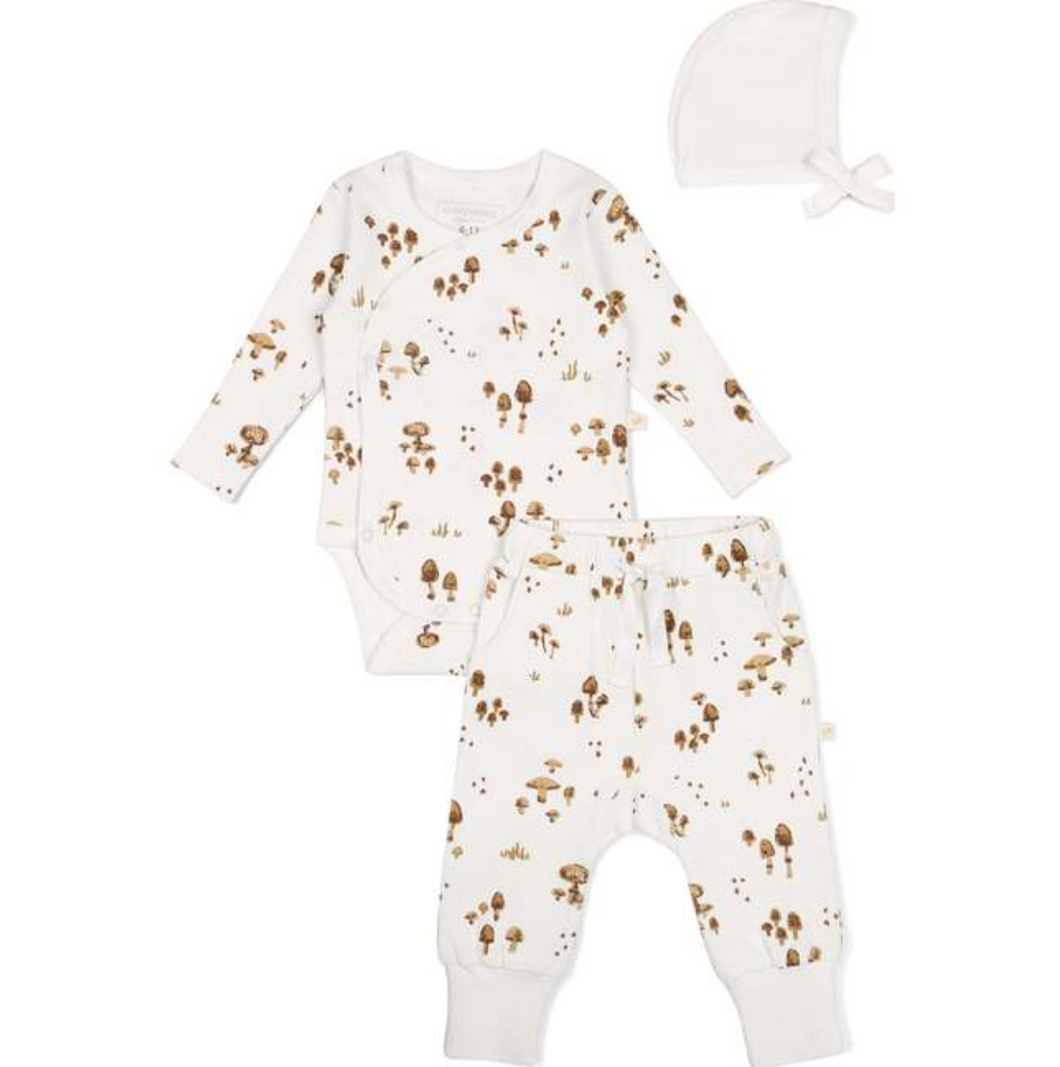 Makemake Organics Kimono Onesie & Pants Set Fungi