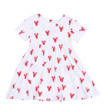 Load image into Gallery viewer, Angel Dear Lobster Bamboo Short Sleeve Twirly Dress
