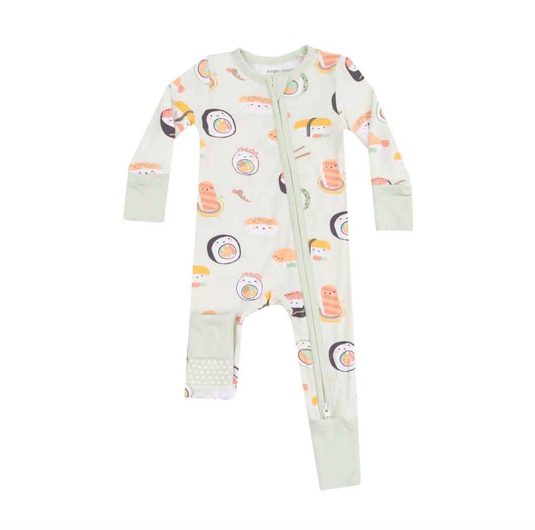 Angel Dear Sushi Green 2 Way Zipper Romper Size NB