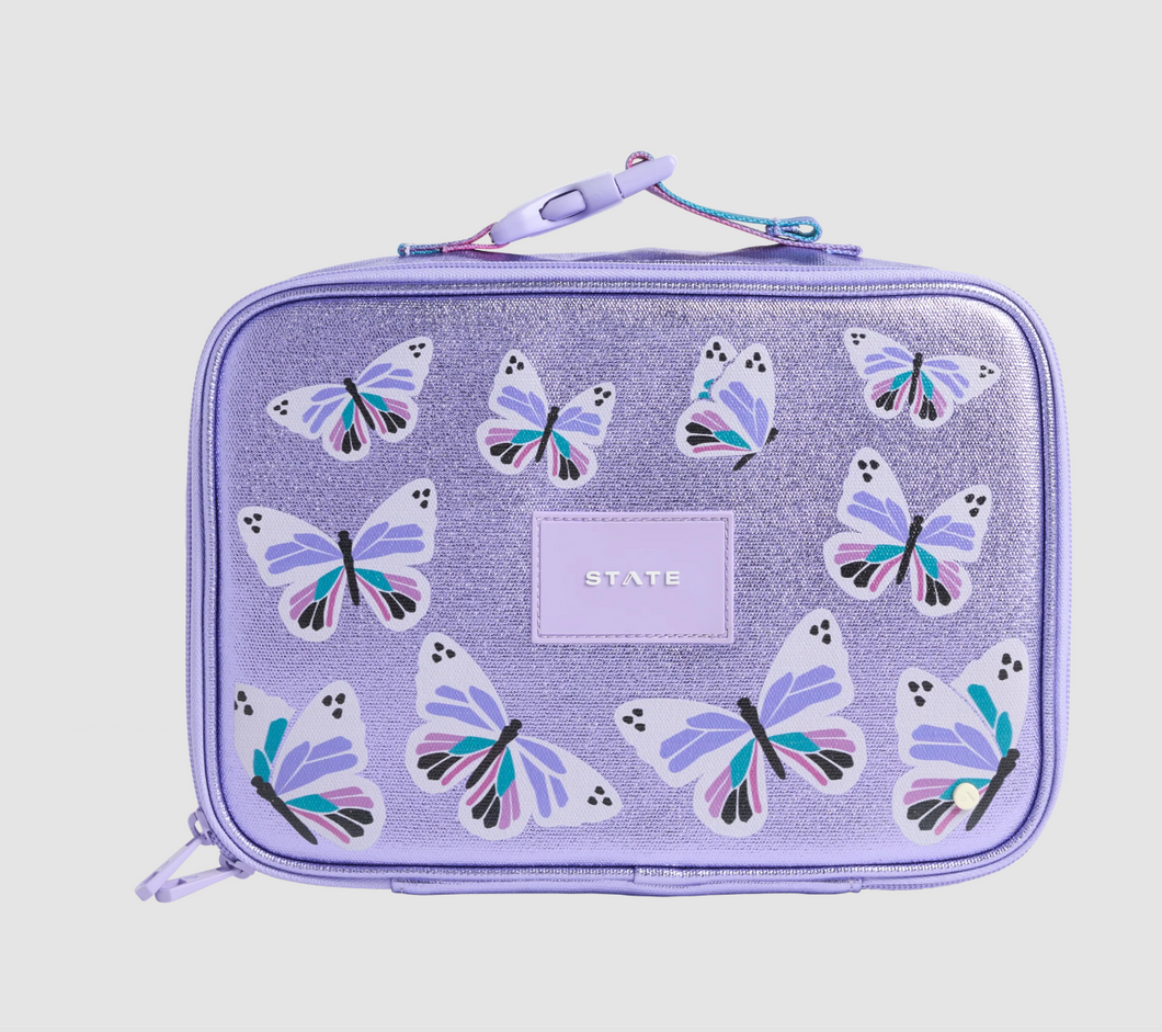 State Bags Metallic Rodgers Lunch Box Butterflies