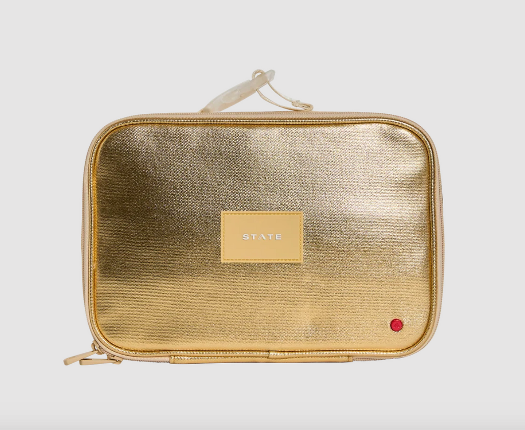 State Bags Metallic Rodgers Lunch Box Gold
