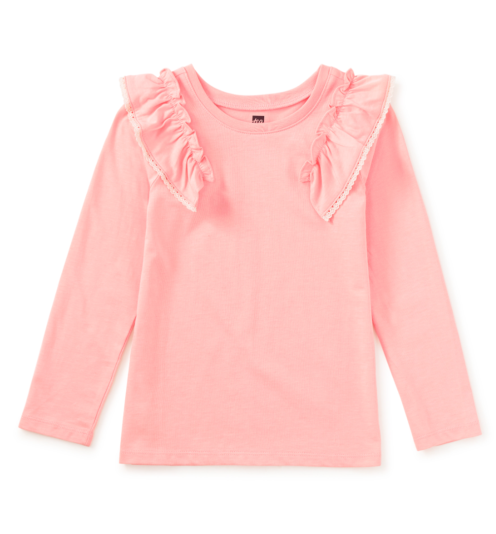 Tea Collection Long Sleeve Lace Trim Top Cherry Blossom