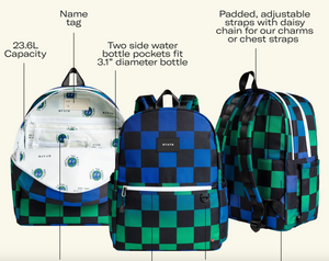 State Bags Kane Double Pocket Large Backpack Recycled Polyester Canvas | Blue Pink Gradient