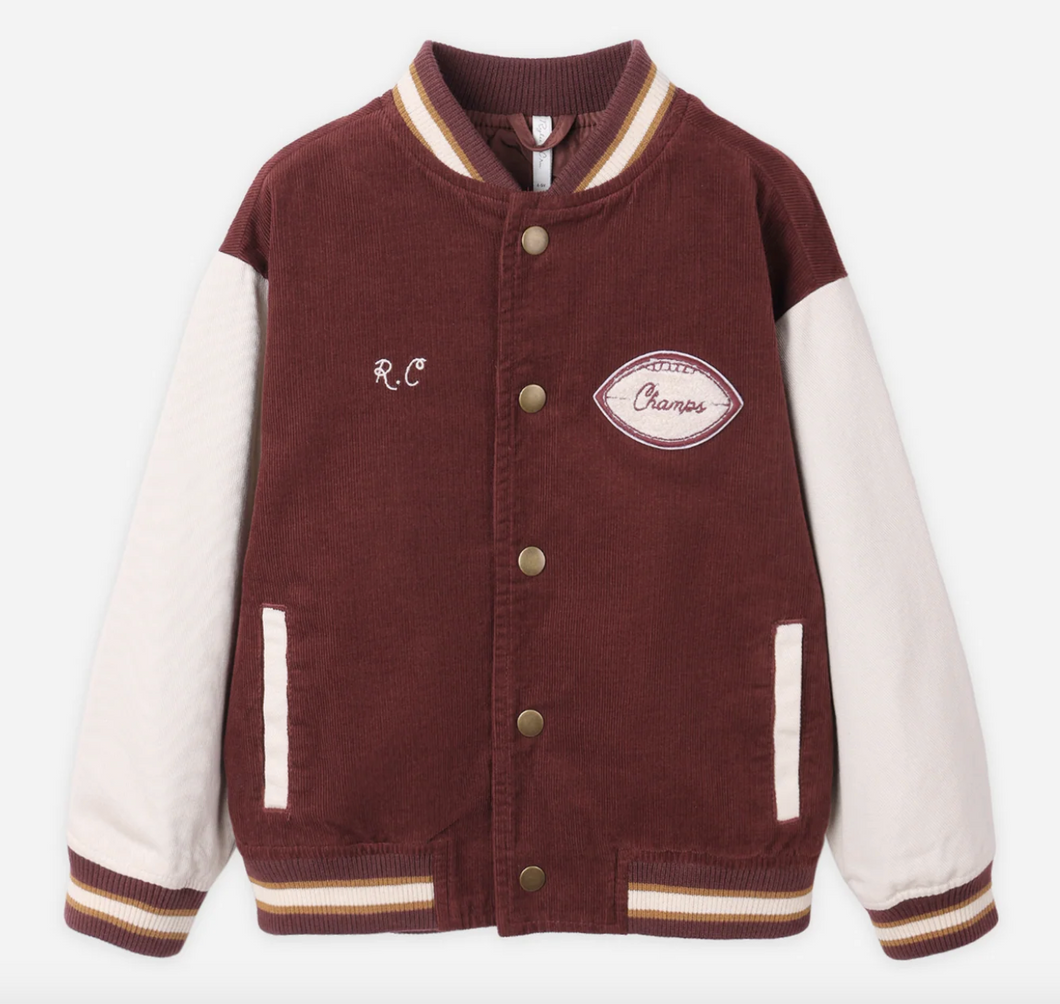 Rylee + Cru Burgundy Varsity Jacket