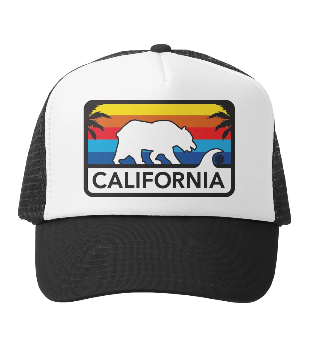 California License Plate Black/White Trucker