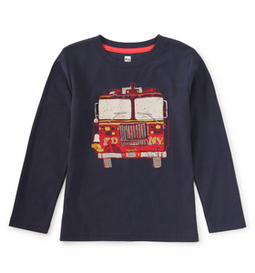 Tea Collection Fire Truck Graphic Tee Indigo