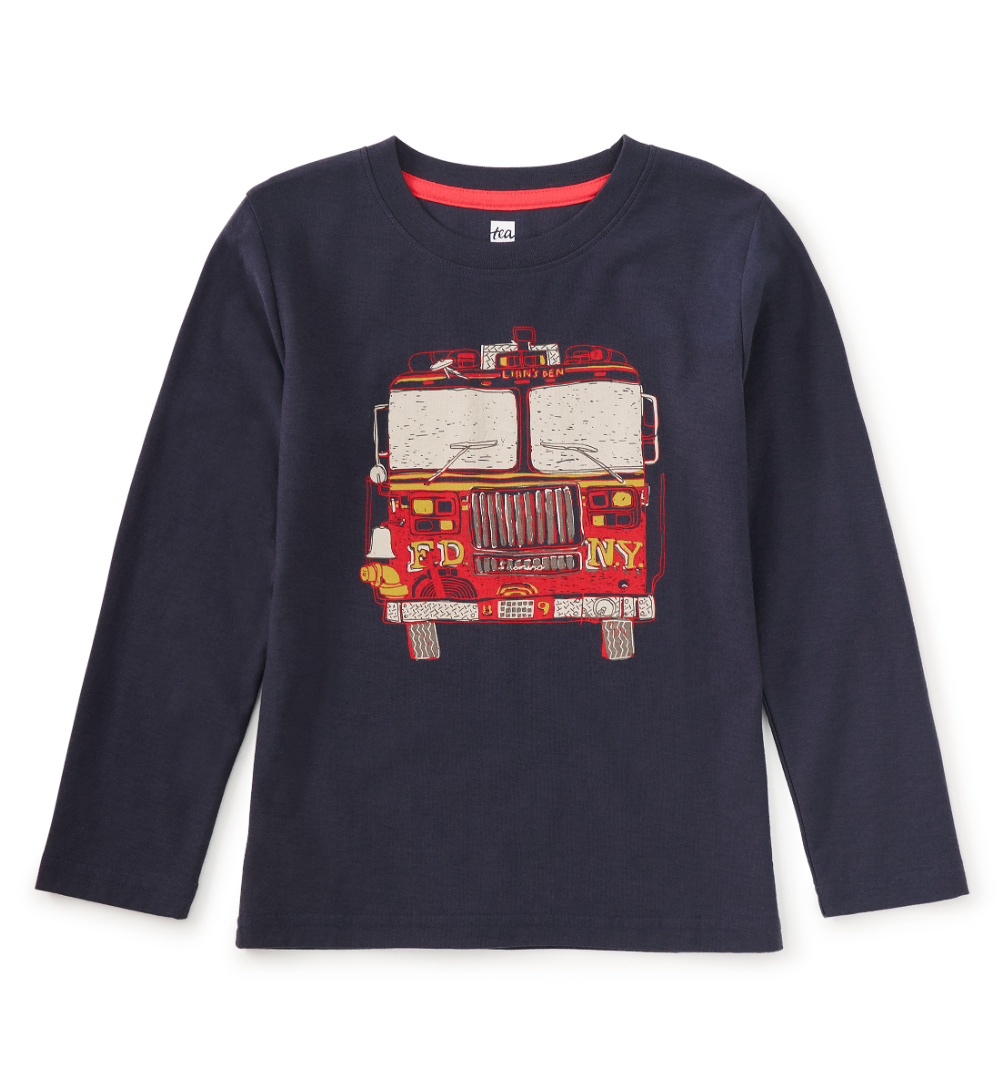 Tea Collection Fire Truck Graphic Tee Indigo