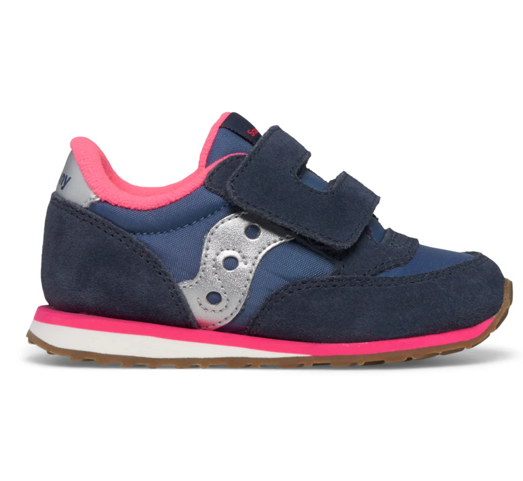 Saucony Jazz Hook & Loop Sneaker Navy/Silver/Pink