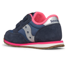 Load image into Gallery viewer, Saucony Jazz Hook &amp; Loop Sneaker Navy/Silver/Pink
